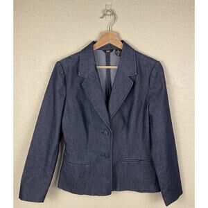 Mossimo Women Blazer Jacket S Stretch Denim Indigo Tailored Office Chic